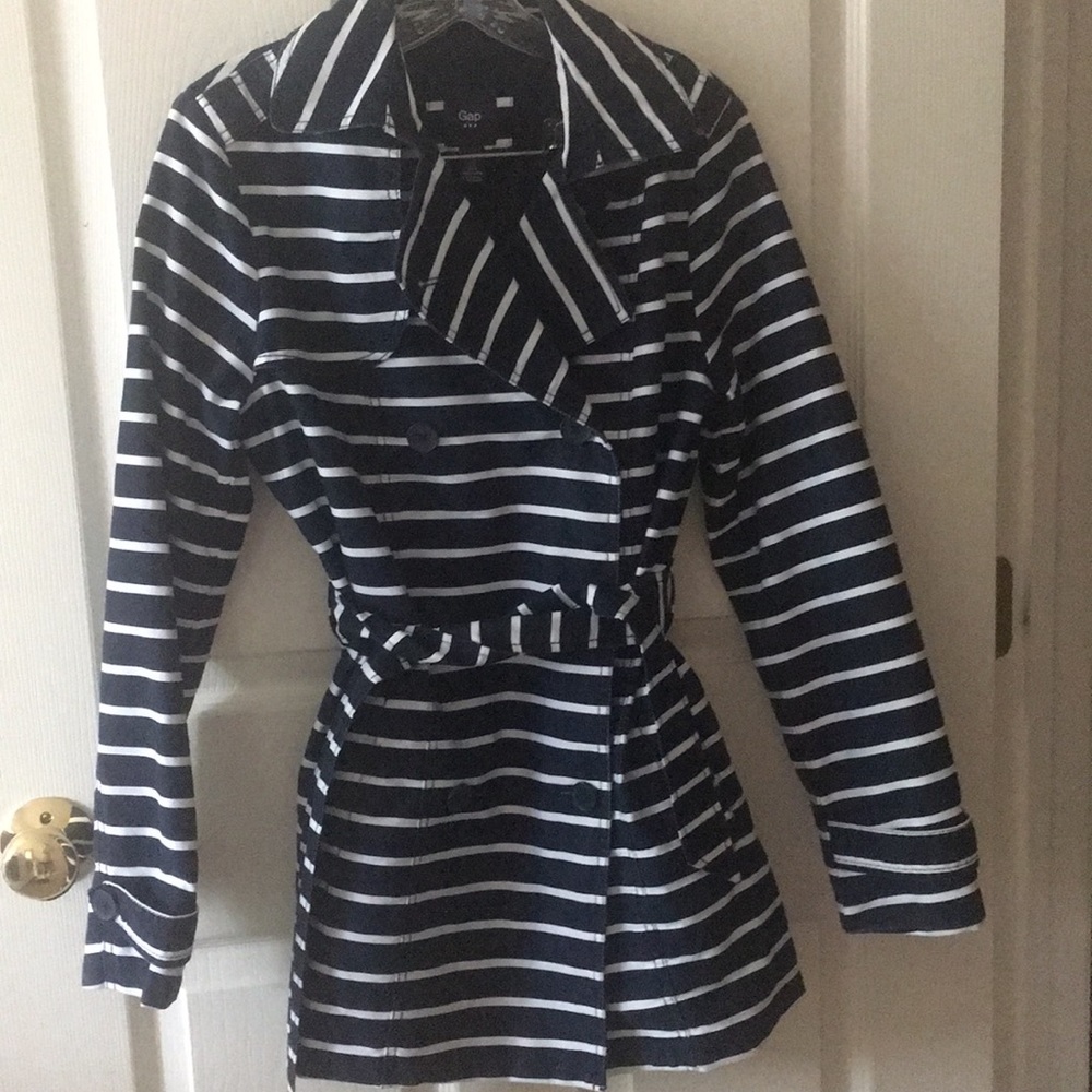 Trendy navy trench coat
